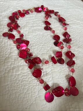 Women's Pink Shell Bead Layered Necklace